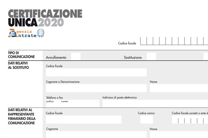 Comunicazione agli Enti e ai volontari di Servizio Civile: Certificazione Unica 2019, anno di imposta 2018